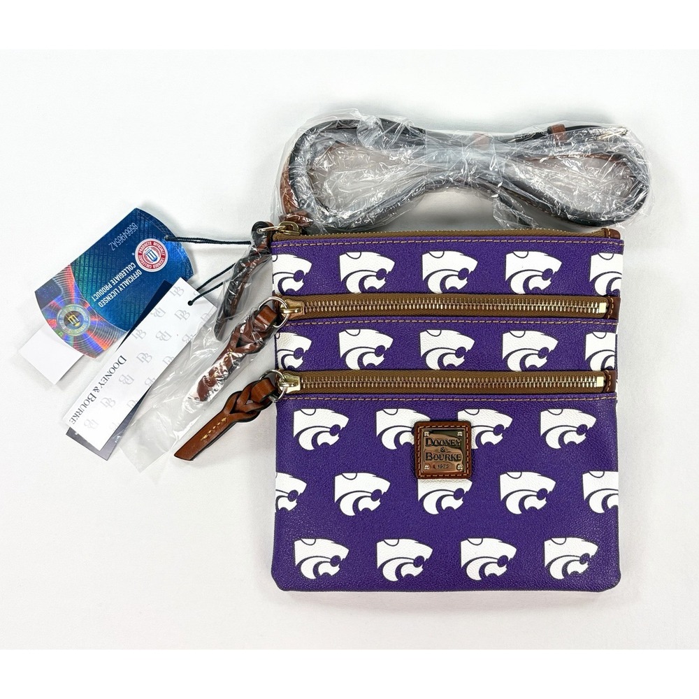 Dooney & Bourke Kansas State Wildcats Zip Crossbody Purse Purple NCAA Rare New